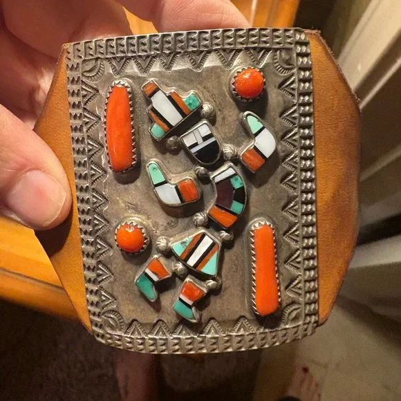 Ketoh cuff rainbow dancer with genuine Native American stones. - Picture 5 of 8